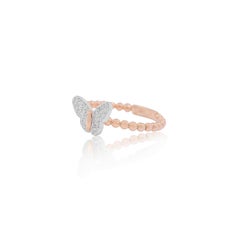 Butterfly 18k Rose and White Gold and Diamonds Modern Ring