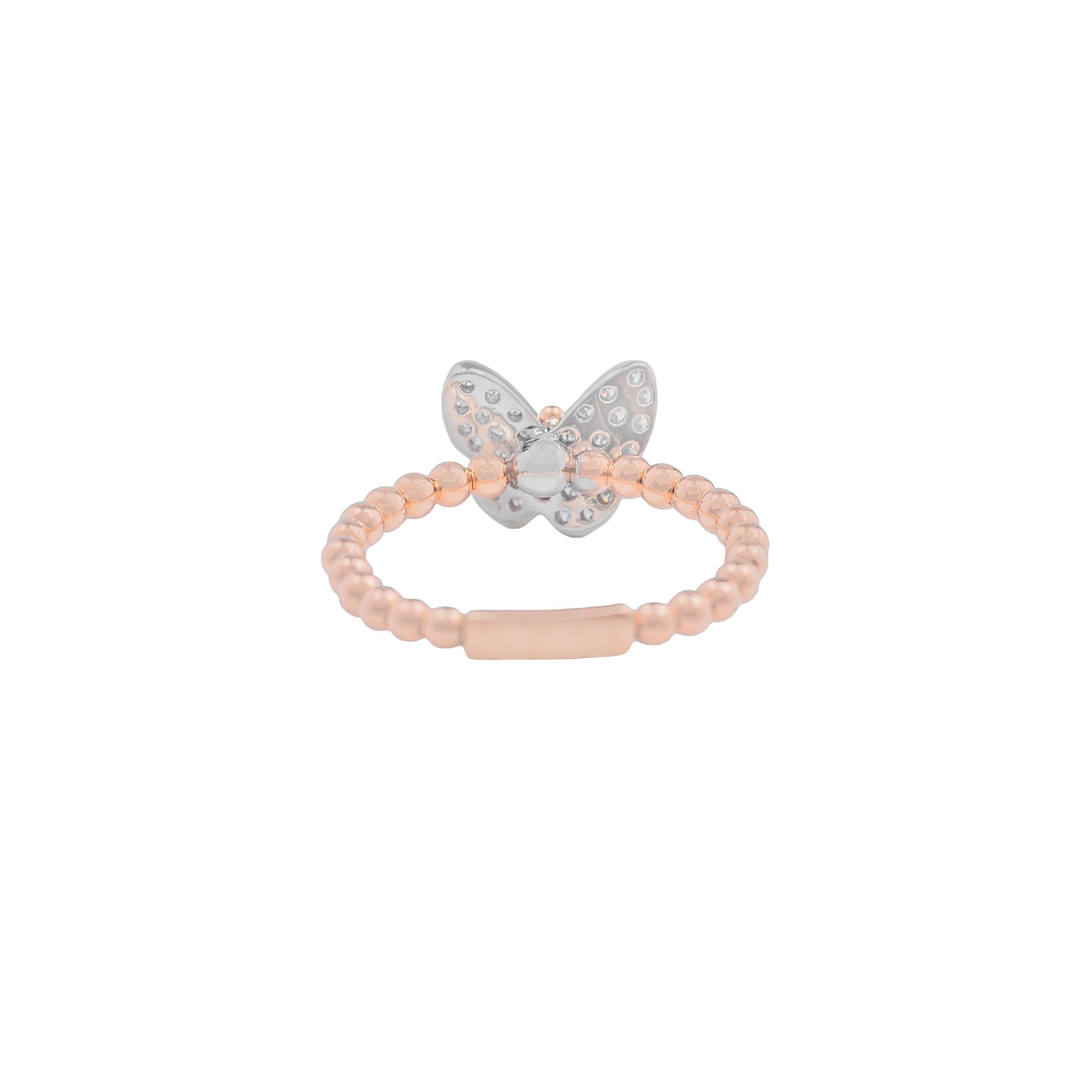 For Sale:  Butterfly 18k Rose and White Gold and Diamonds Modern Ring 4