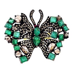 Butterfly 4.92 Carat Emerald Diamond Cocktail Ring