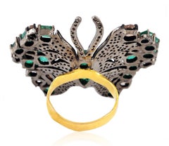 Butterfly 4.92 Carat Emerald Diamond Cocktail Ring