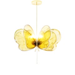 Butterfly Chandelier Pendant Lamp Sabrina Landini, Silvered Glass Brass, Italy