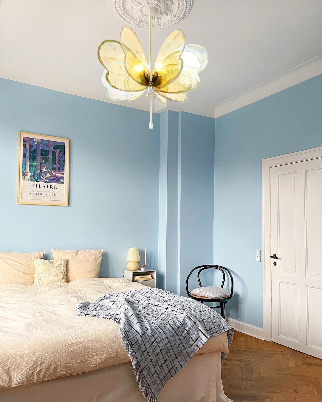 Butterfly flush mount, pendant lamp, art Silvered Glass Sun, melted Brass Body For Sale 2