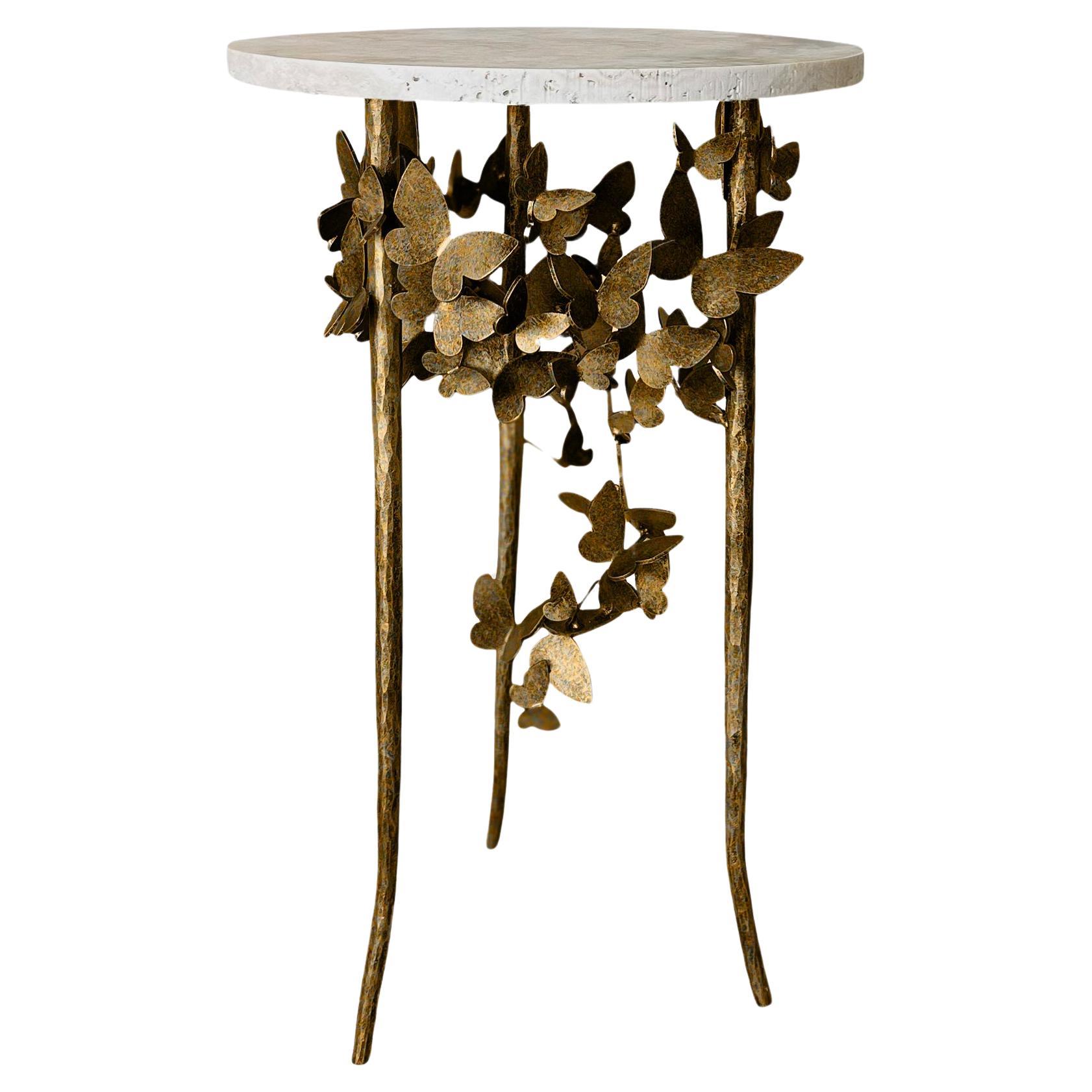 Butterfly Accent Table in Aged Gold For Sale