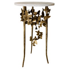 Table d'appoint papillon en or vieilli