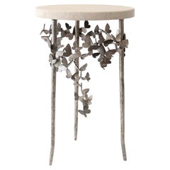 Mesa auxiliar Butterfly en plata envejecida