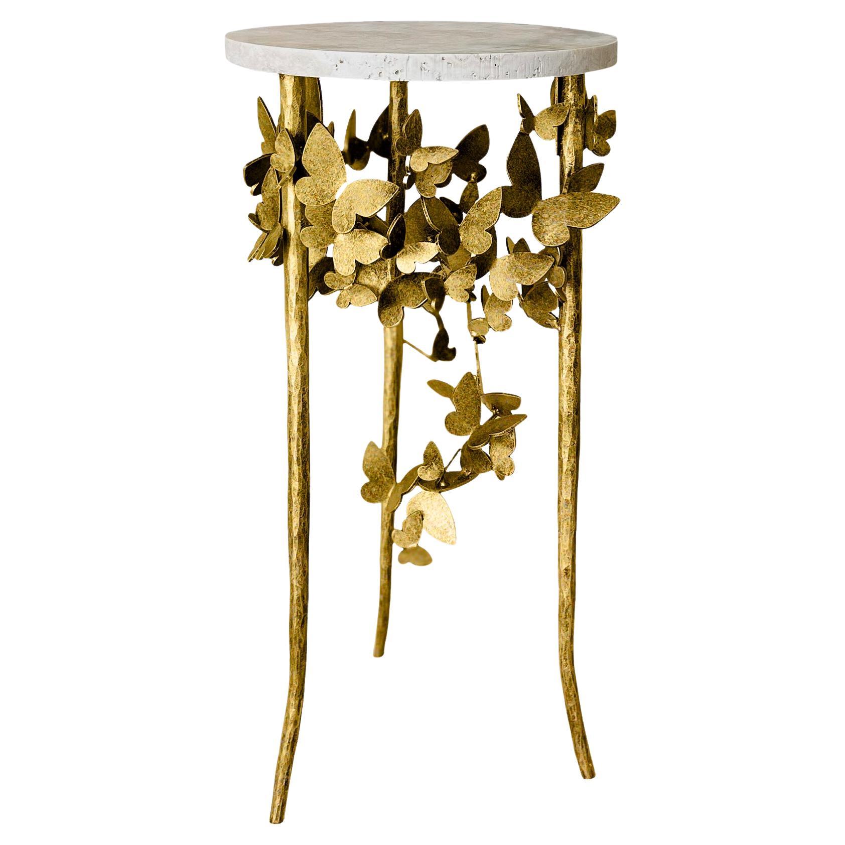 Butterfly Accent Table in Brilliant Gold For Sale