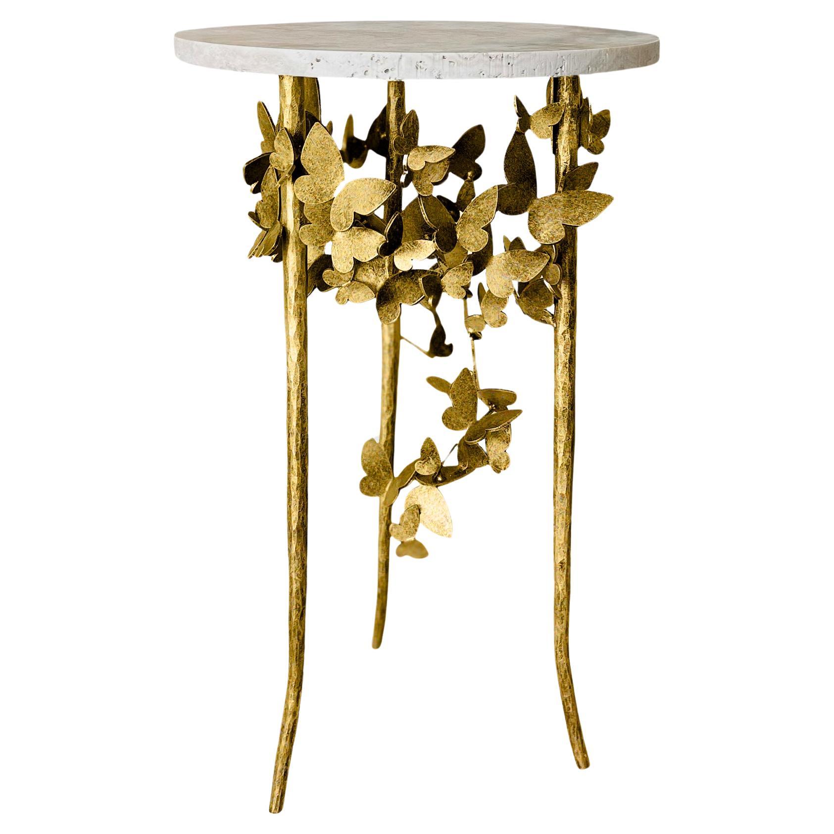 Butterfly Accent Table in Brilliant Gold For Sale