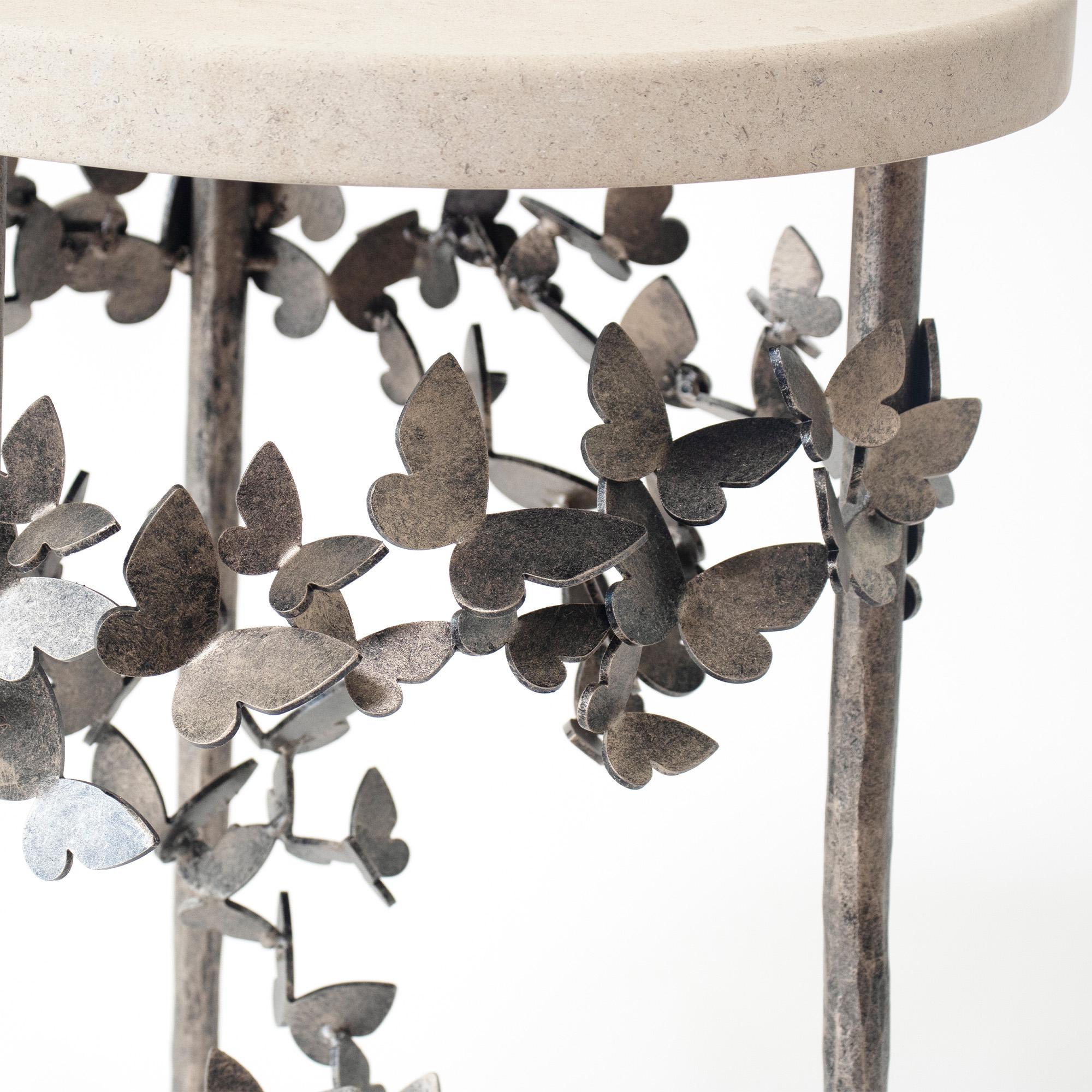 Organic Modern Butterfly Accent Table in Gold Rubbed Black For Sale