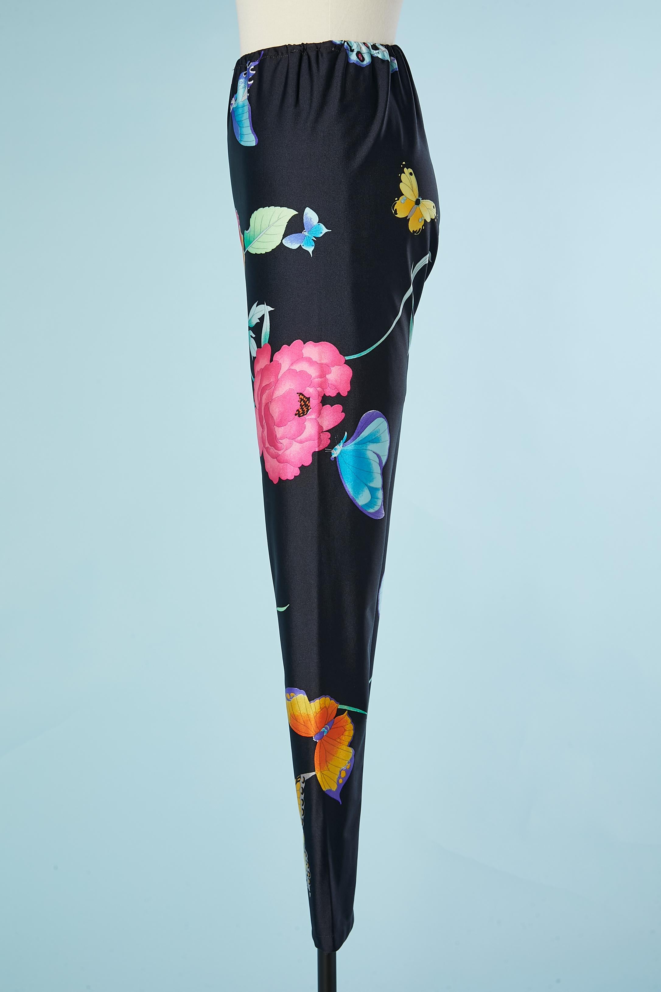 Black Butterfly and flower printed legging LEONARD For Sale