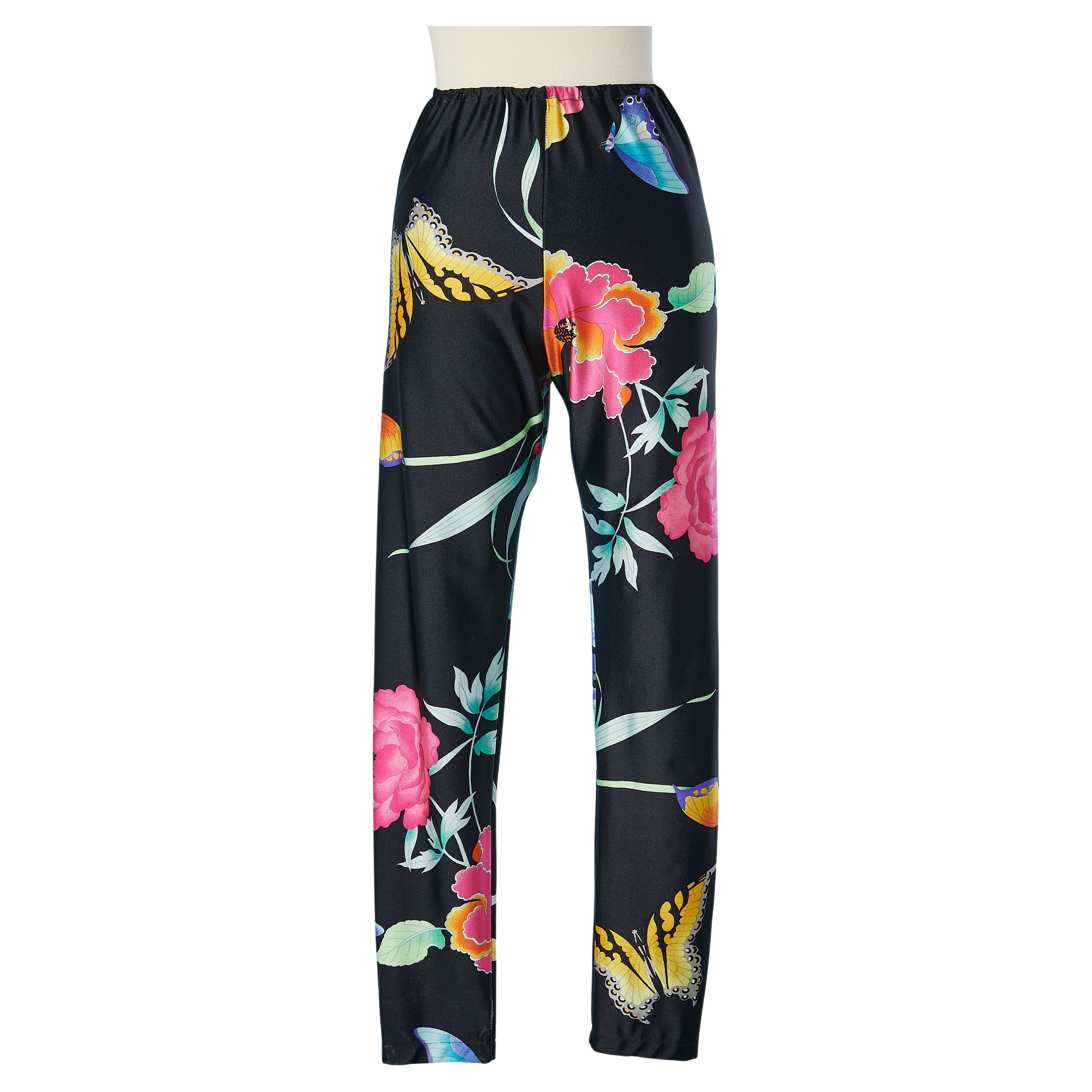 Butterfly and flower printed legging LEONARD For Sale