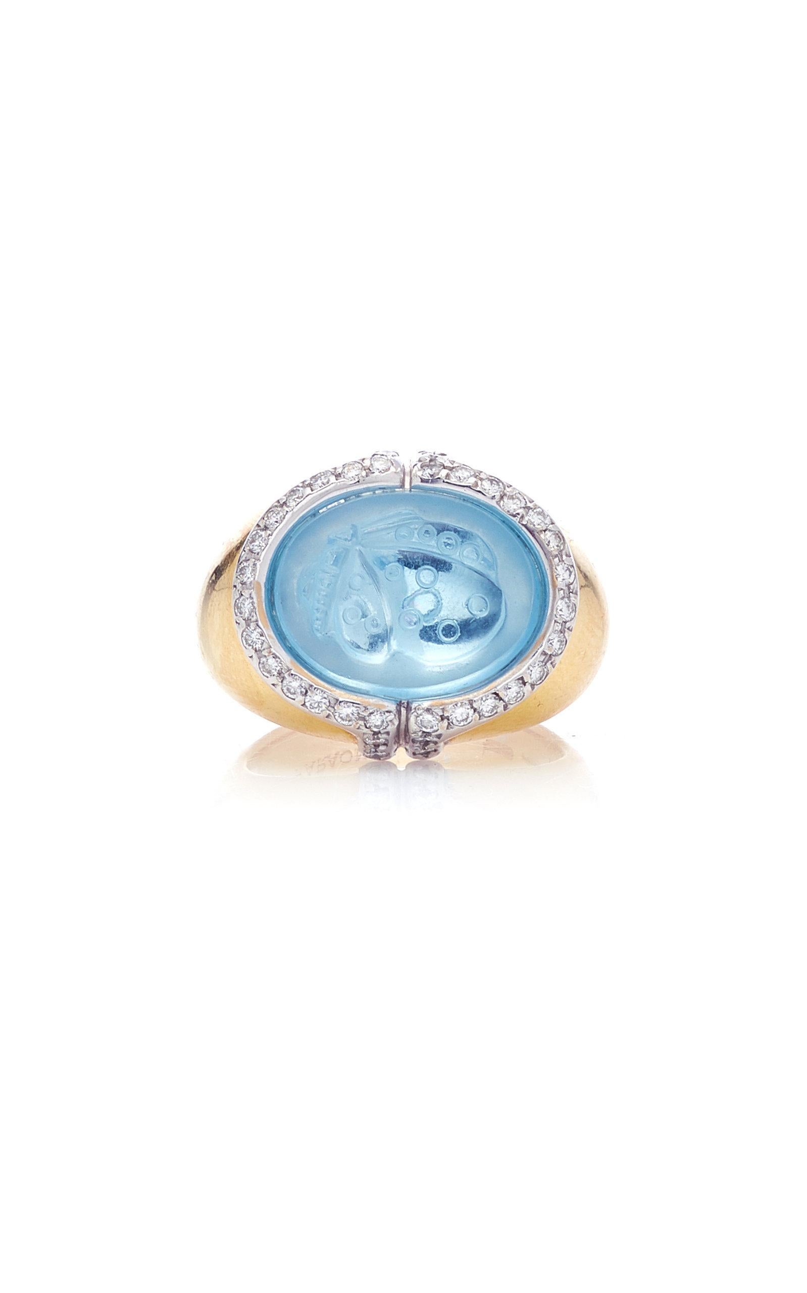 Butterfly Aquamarine Diamond Ring by Faraone  In Excellent Condition In New York, NY