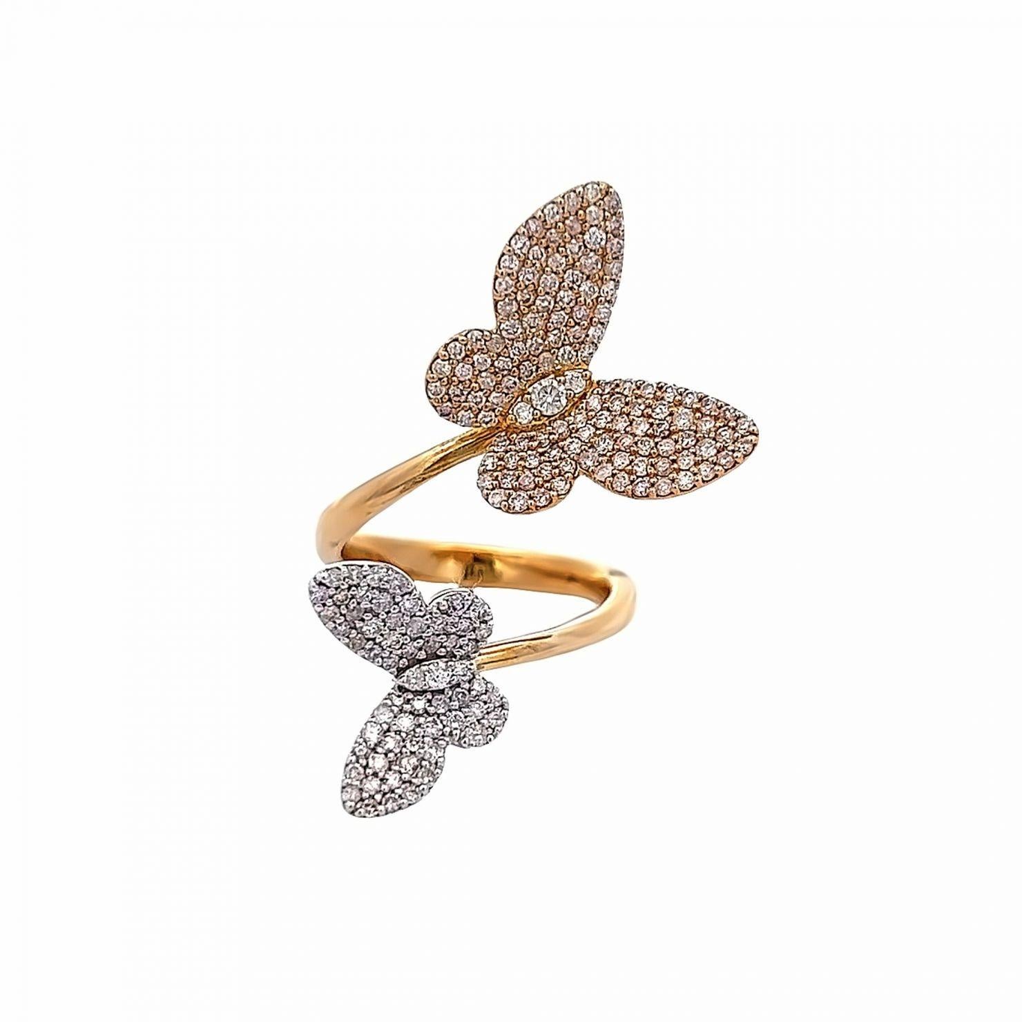 En vente :  Bague bicolore en or jaune 18 carats Butterfly Bloom 3