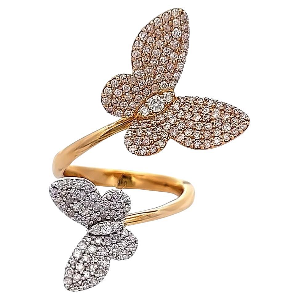 Anello Butterfly Bloom in oro giallo 18 carati a doppio tono