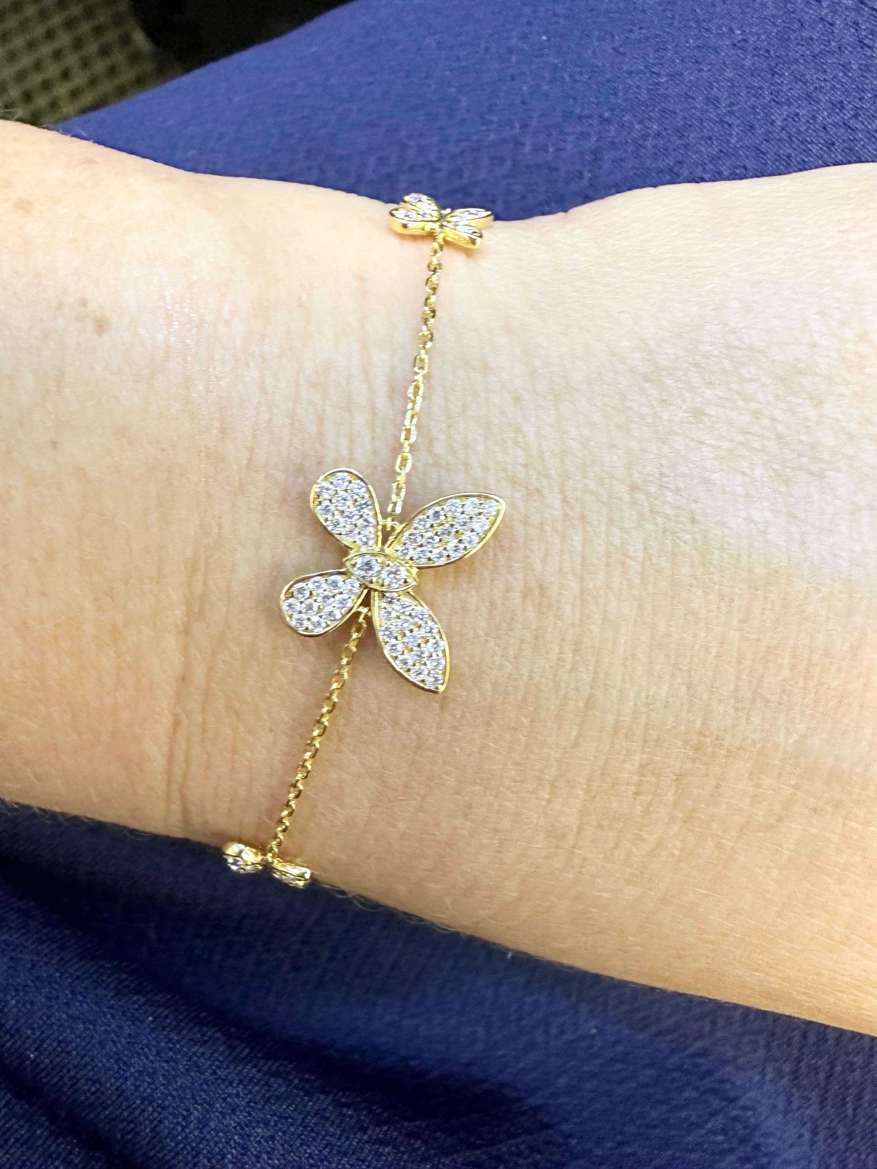 14KT yellow gold diamond bracelet with butterflies, excellent craftsmanship with 0.60 carats of diamonds Si clarity and G color!
Certificate of authenticity comes with purchase!

ABOUT US
We are a family-owned business. Our studio in located in the