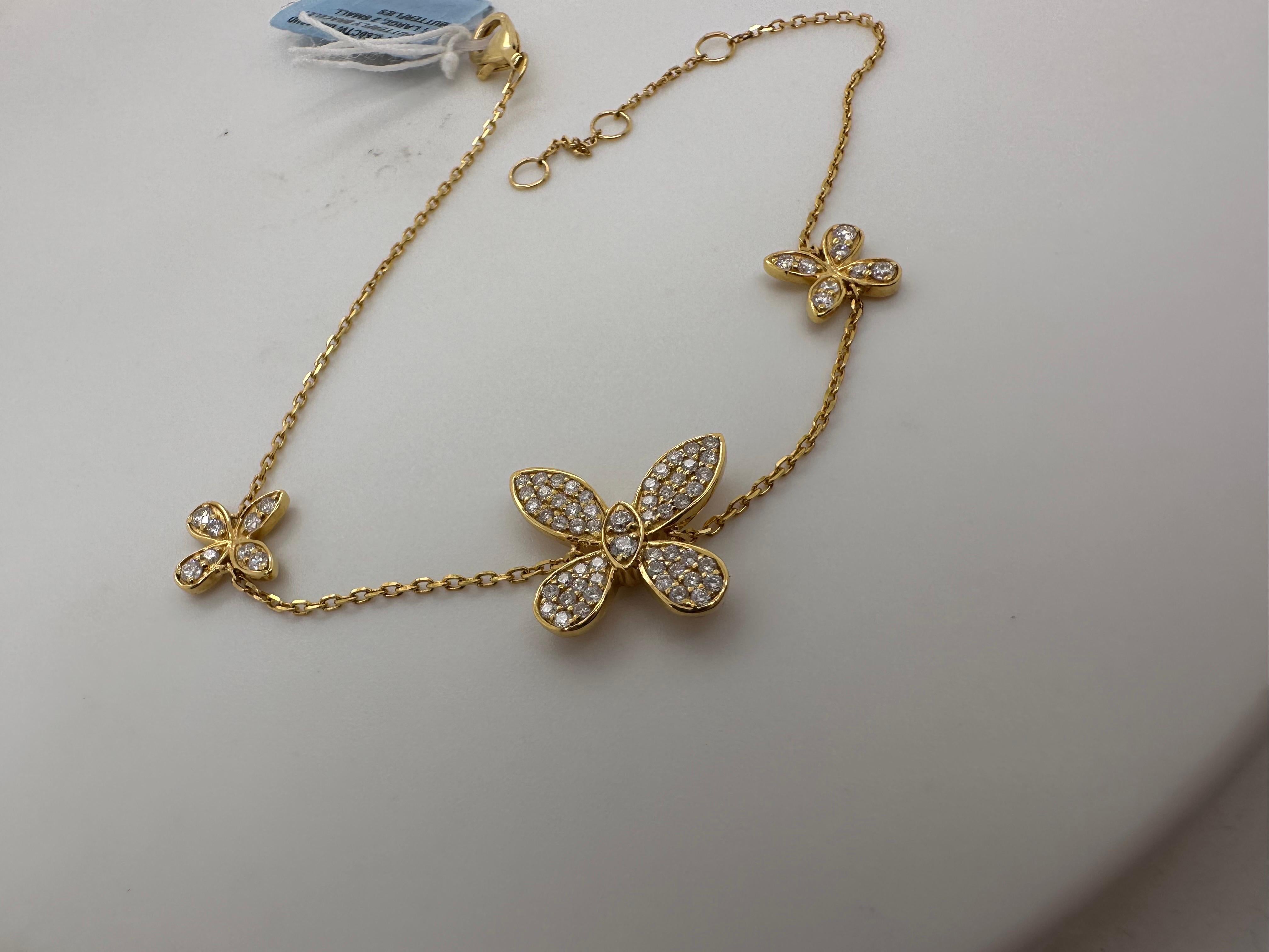 Women's Butterfly bracelet 14KT diamond bracelet For Sale