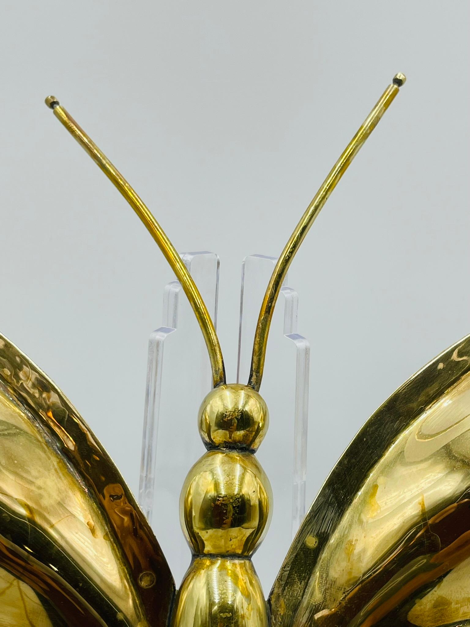 Piatto a farfalla in ottone e placca d'argento con intarsio di abalone, Messico, 1960 in vendita 8