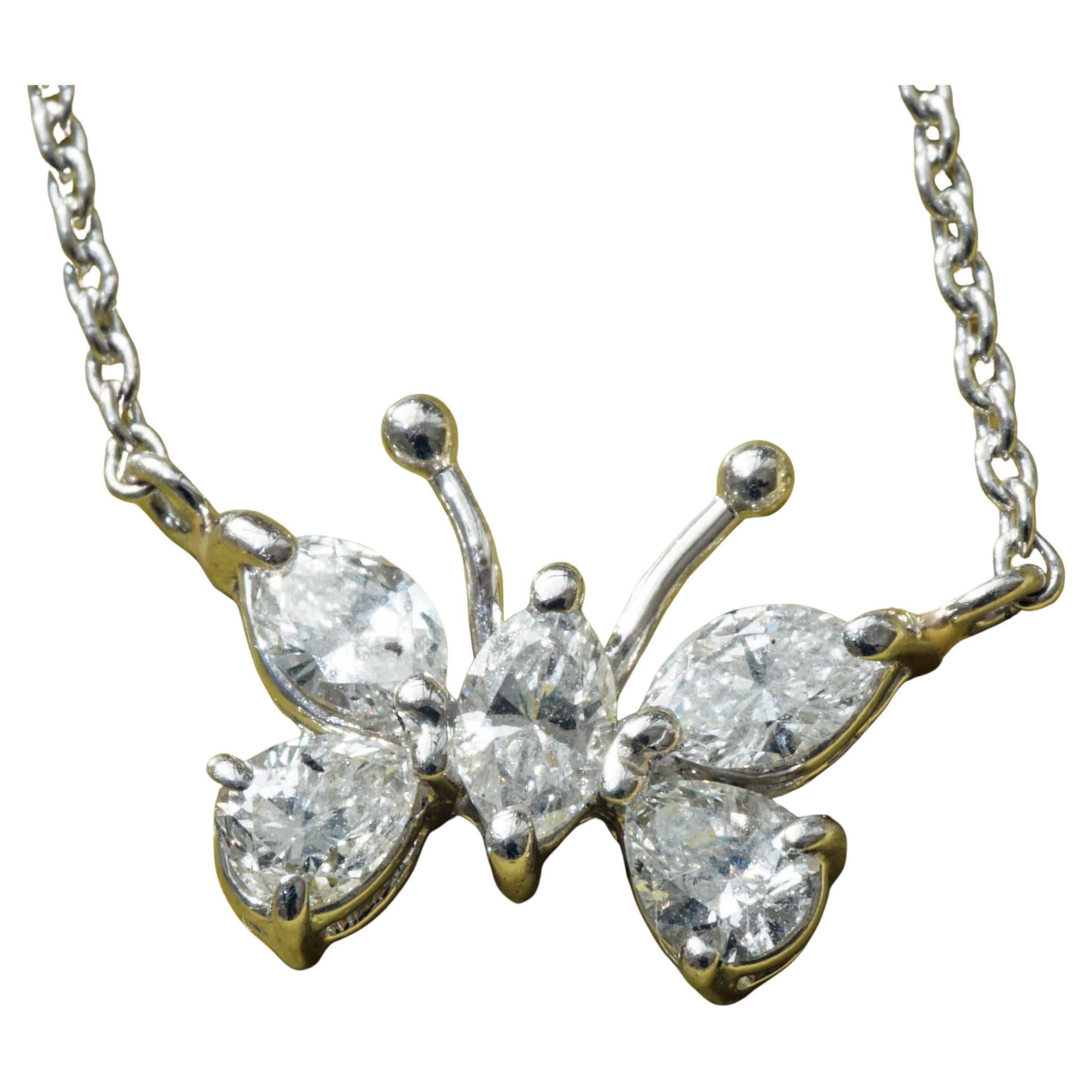 Butterfly Brilliant Pendant with Chain 0.51 ct W VS-SI Platinum so cute 15x10 mm