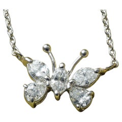 Butterfly Brilliant Pendant with Chain 0.51 ct W VS-SI Platinum so cute 15x10 mm
