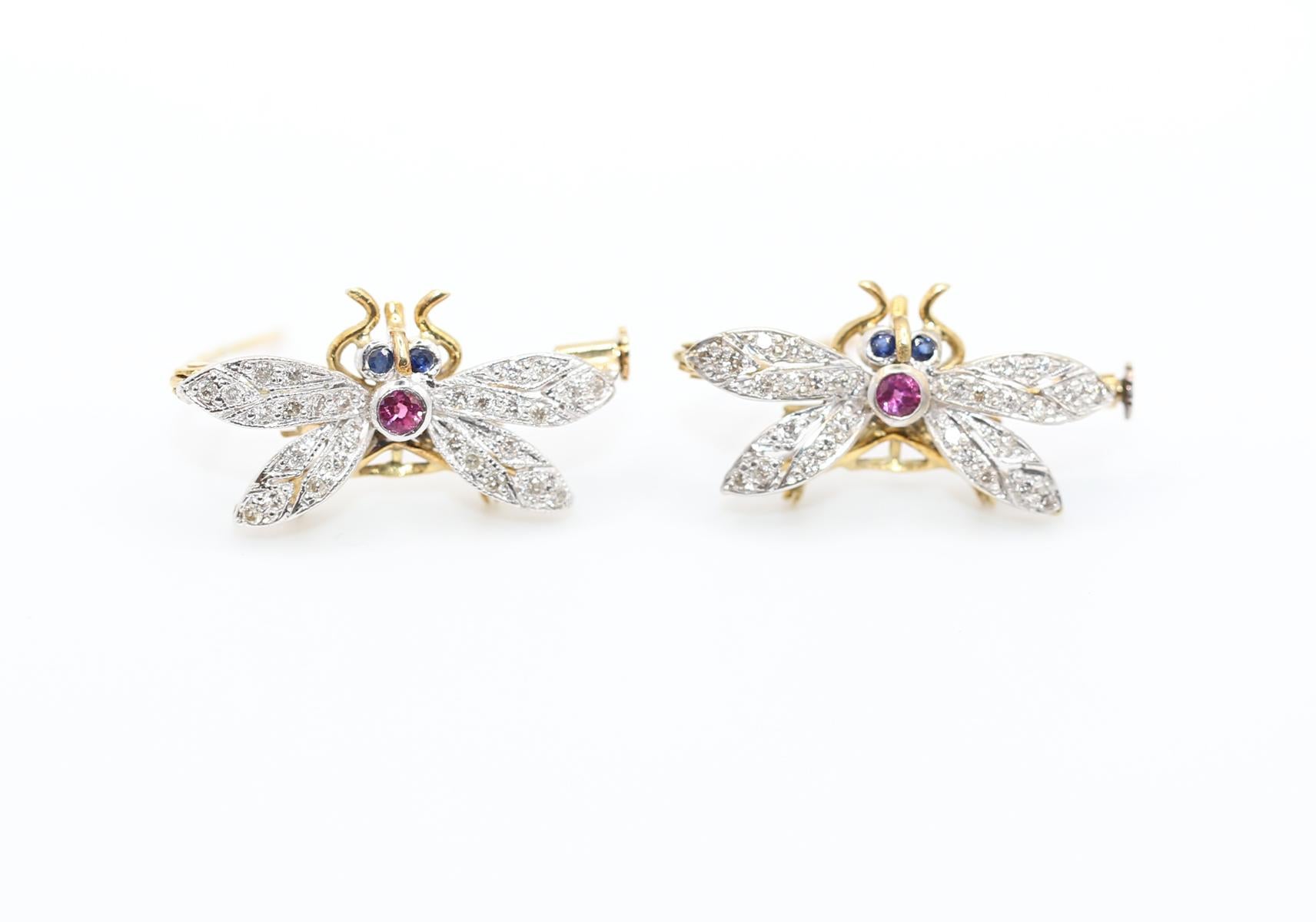 A pair of fine brooches depicting butterflies and set with Diamonds and  Sapphires.

A Magnificent late Victorian diamond-set butterfly brooches, the brooches in the form of a butterfly, the body, and pierced wings set throughout with old brilliant-