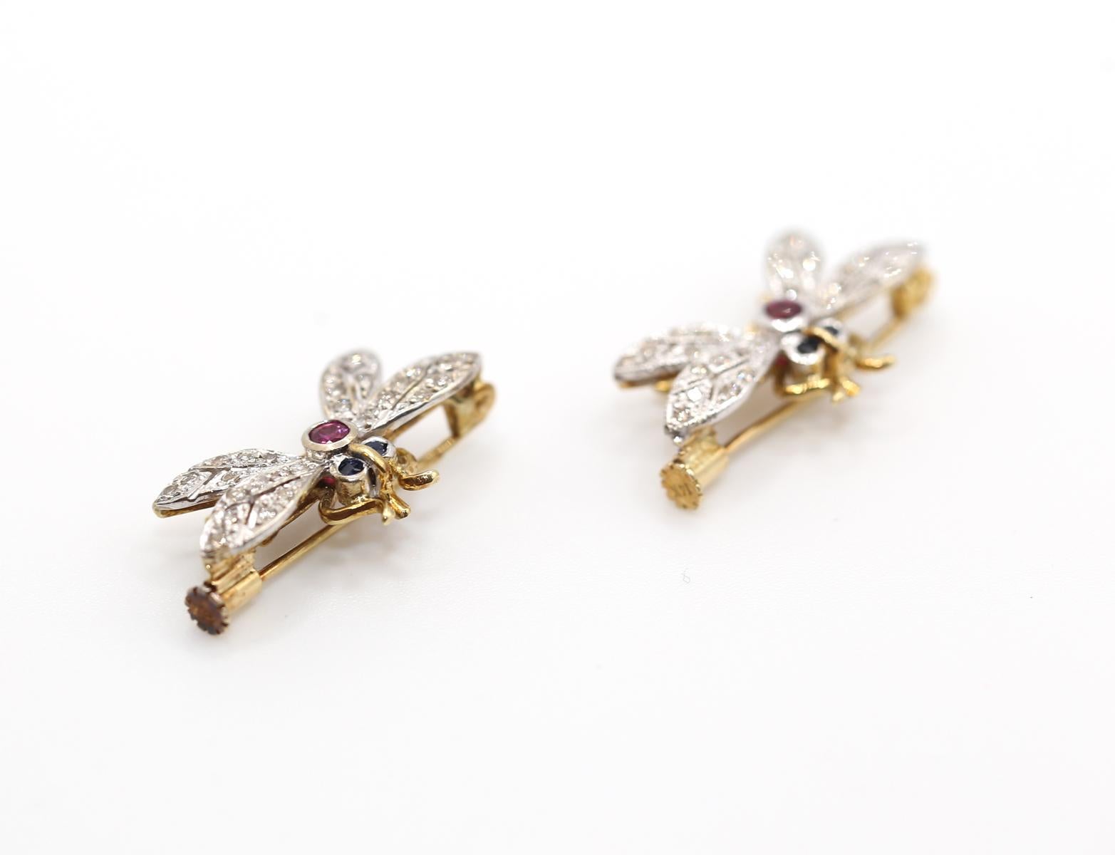 Butterfly Brooch Pair Diamonds Sapphire, 1890 2