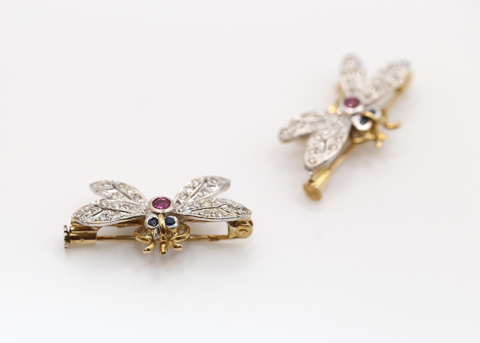 Butterfly Brooch Pair Diamonds Sapphire, 1890 3