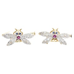 Butterfly Brooch Pair Diamonds Sapphire, 1890