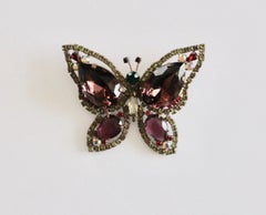 Butterfly Brooch Vintage with multicolored stones