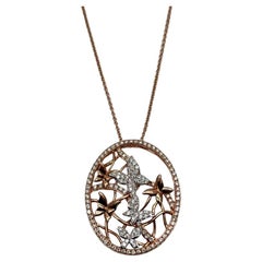 Schmetterling Schmetterlinge Diamant Pave Set 14K Rose Gold Anhänger Medaillon Halskette