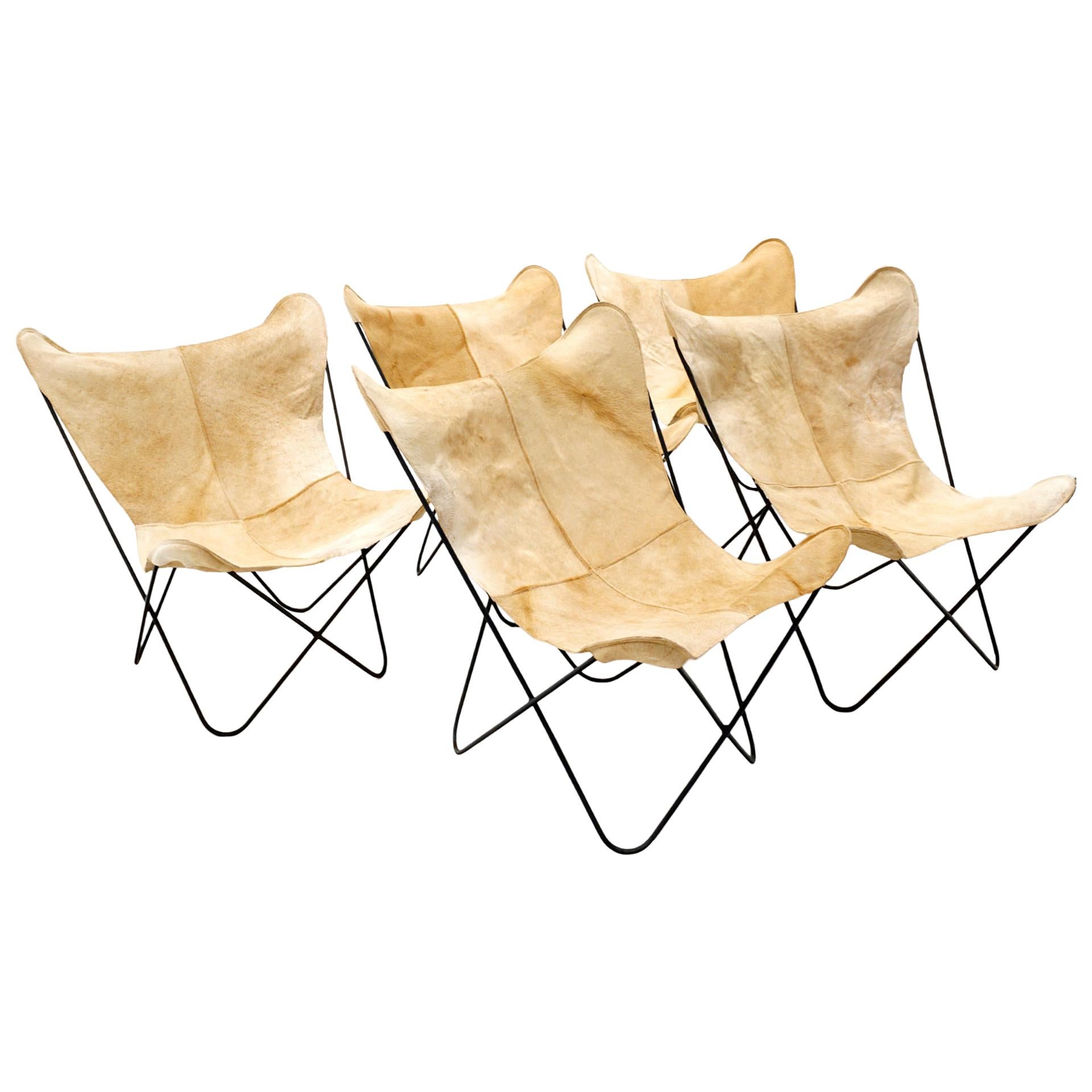 Butterfly Chairs, New Hair-On Cowhide Leather Covers, Hardoy Design for Knoll