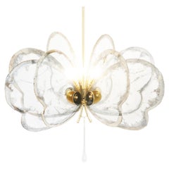 Butterfly 8 wings, Chandelier, Crystal Silvered Glass, melted Brass Body