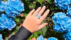 Butterfly Cocktail Ring Tanzanite and Swiss Blue Topaz 3.65 Carats