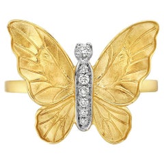 Butterfly Cocktail Ring With Diamonds Made In 14k Yellow Gold
