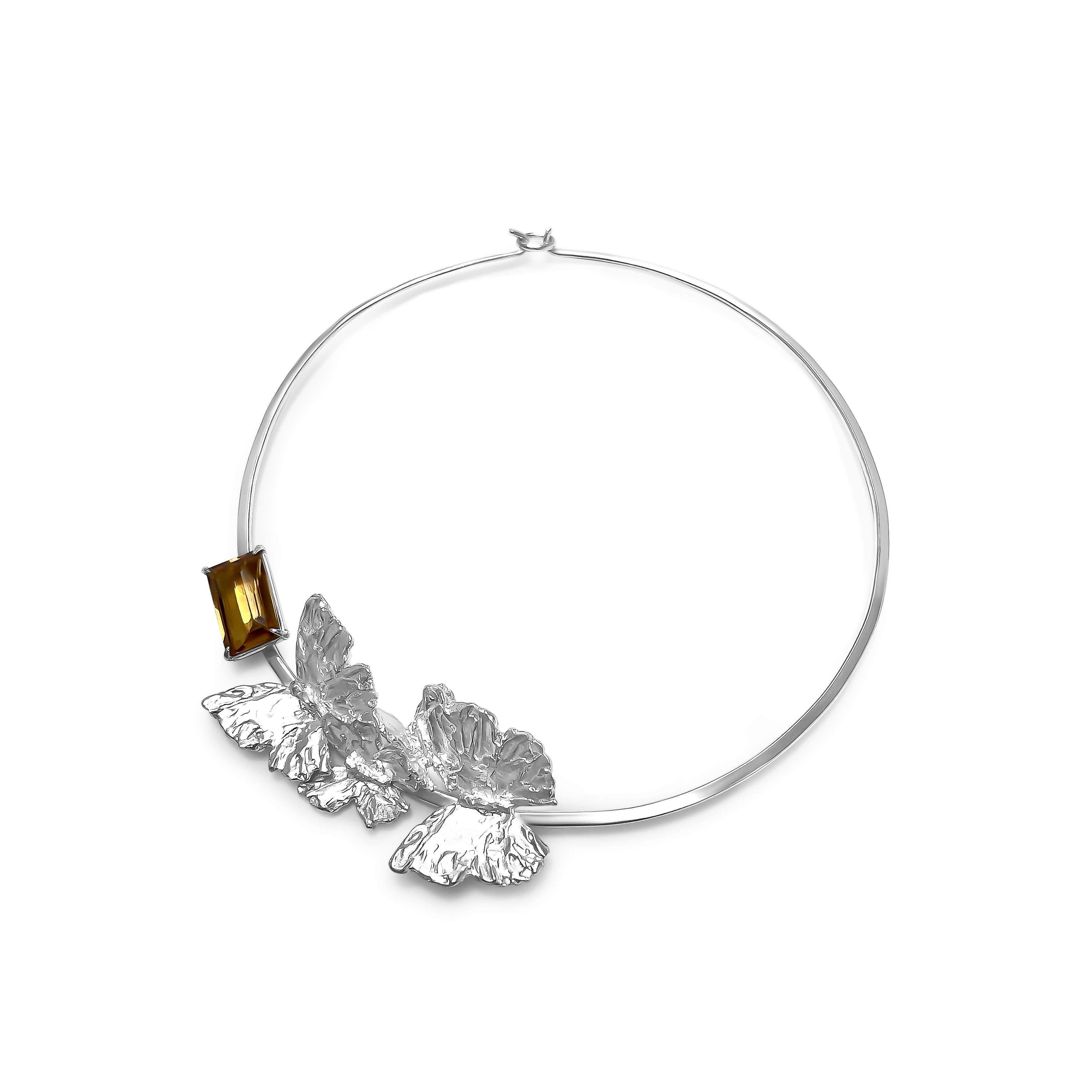 Emerald Cut Butterfly Collar in Citrine For Sale
