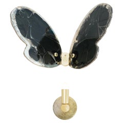 Butterfly Contemporary Wall light Sculpture, Art Silvered Glass, Smoky grey