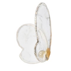Butterfly Contemporary Wall light Sculpture, Art Silvered Glass, Crystal Color