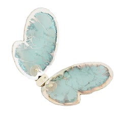 Butterfly Contemporary Wall light Sculpture, Art Silvered Glass, Jade Color