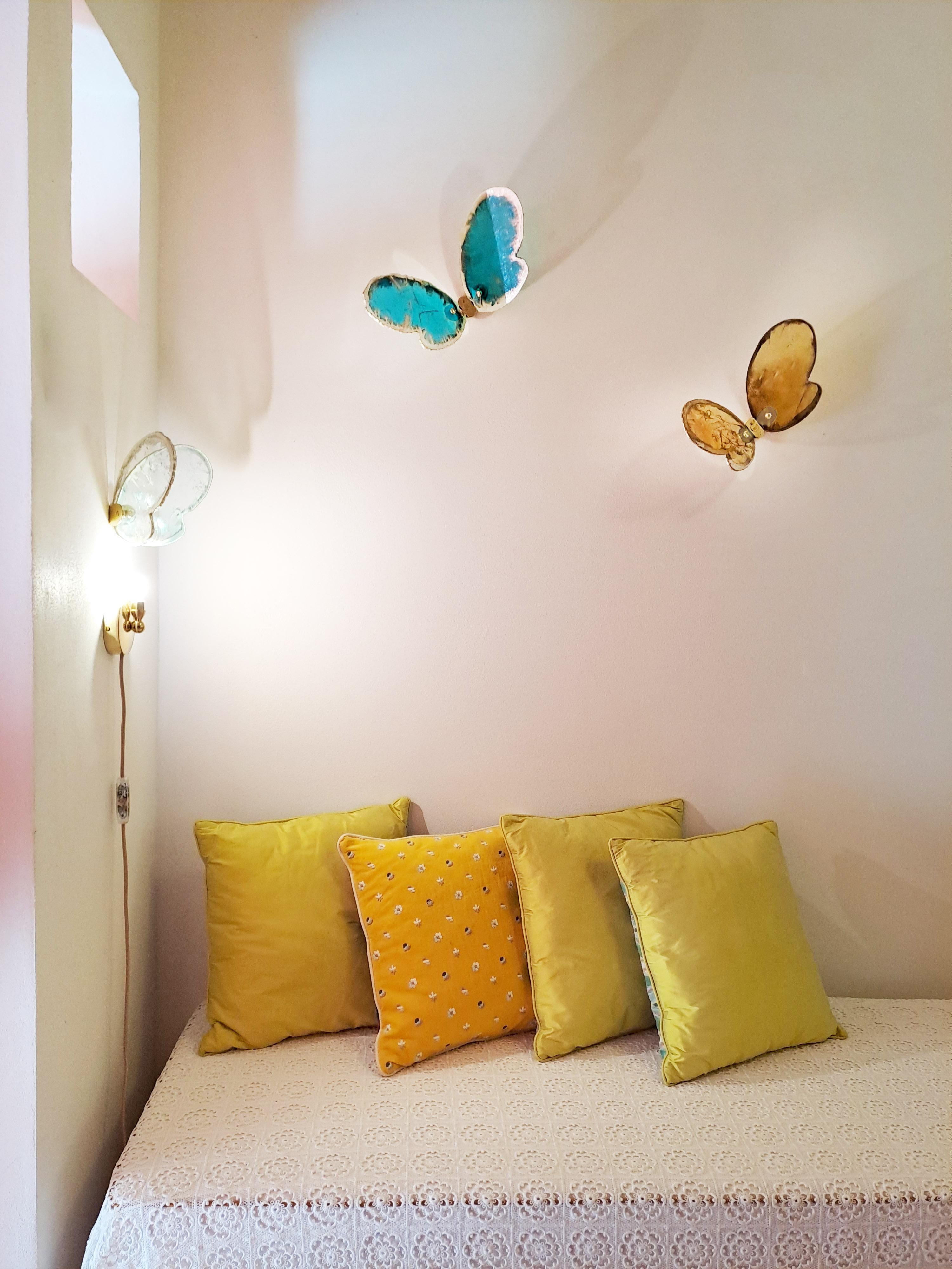  Butterfly Contemporary Wall light sculpture , art Silvered Glass white color   en vente 2