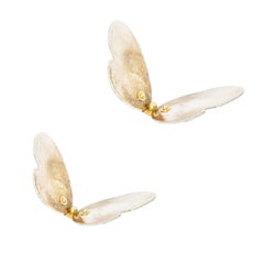 Butterfly Wall Decorative by Sabrina Landini in Silvered Glass and Brass, Italy