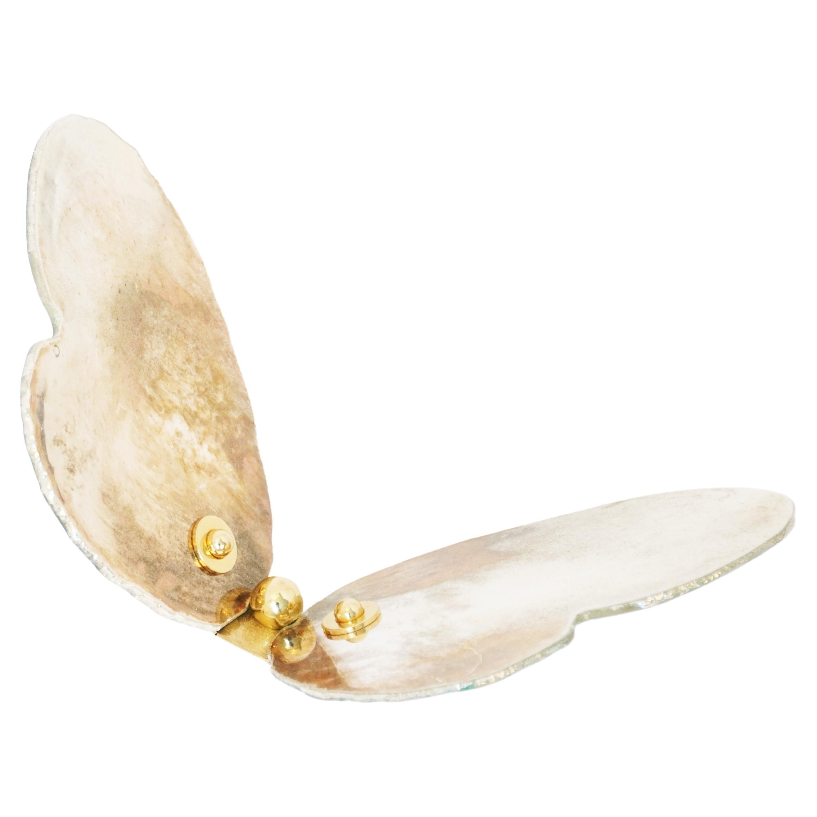 Scultura da parete contemporanea Butterfly, arte Sabrina in vetro argentato