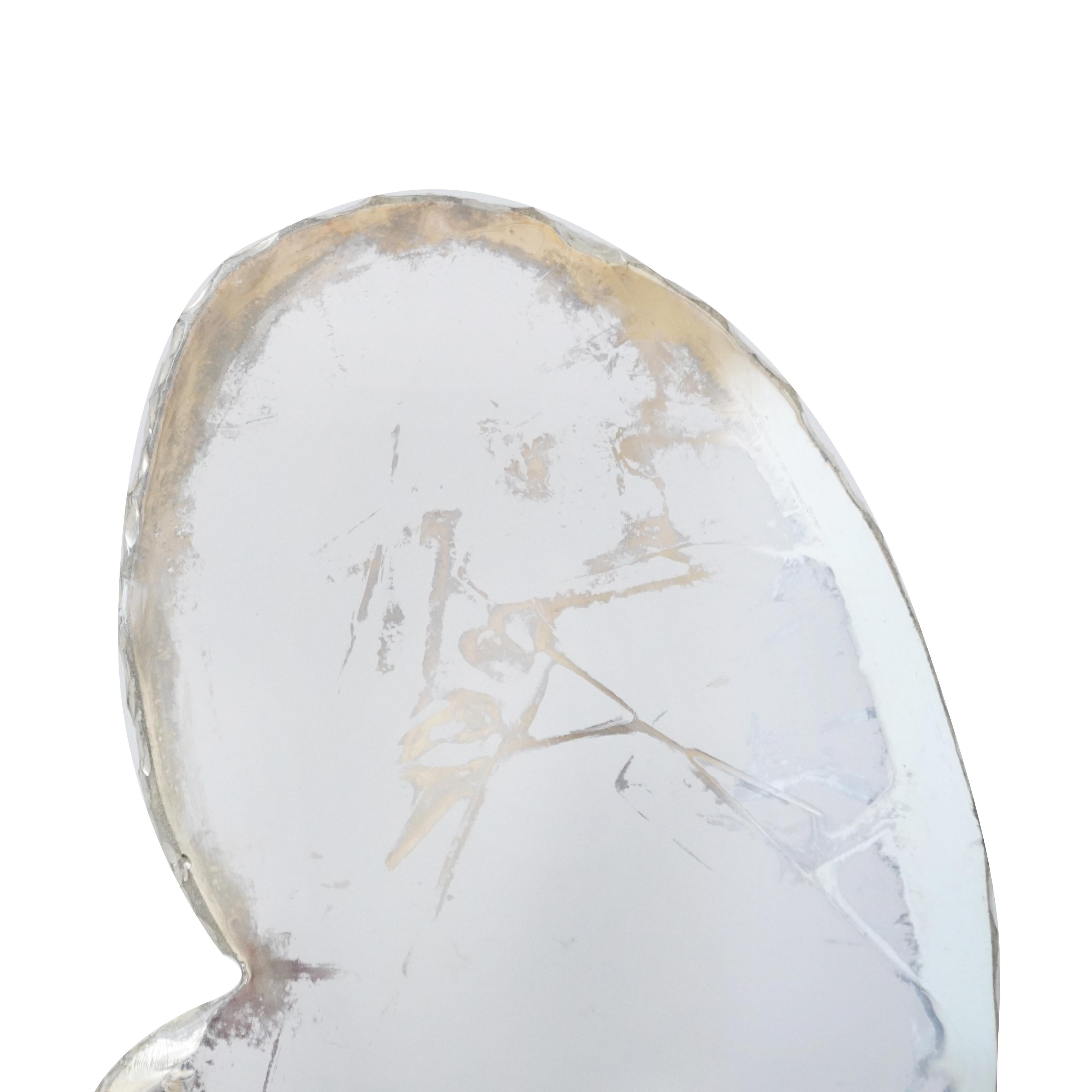 Argentato Farfalla Scultura da parete contemporanea, vetro argentato artistico, colore cristallo in vendita