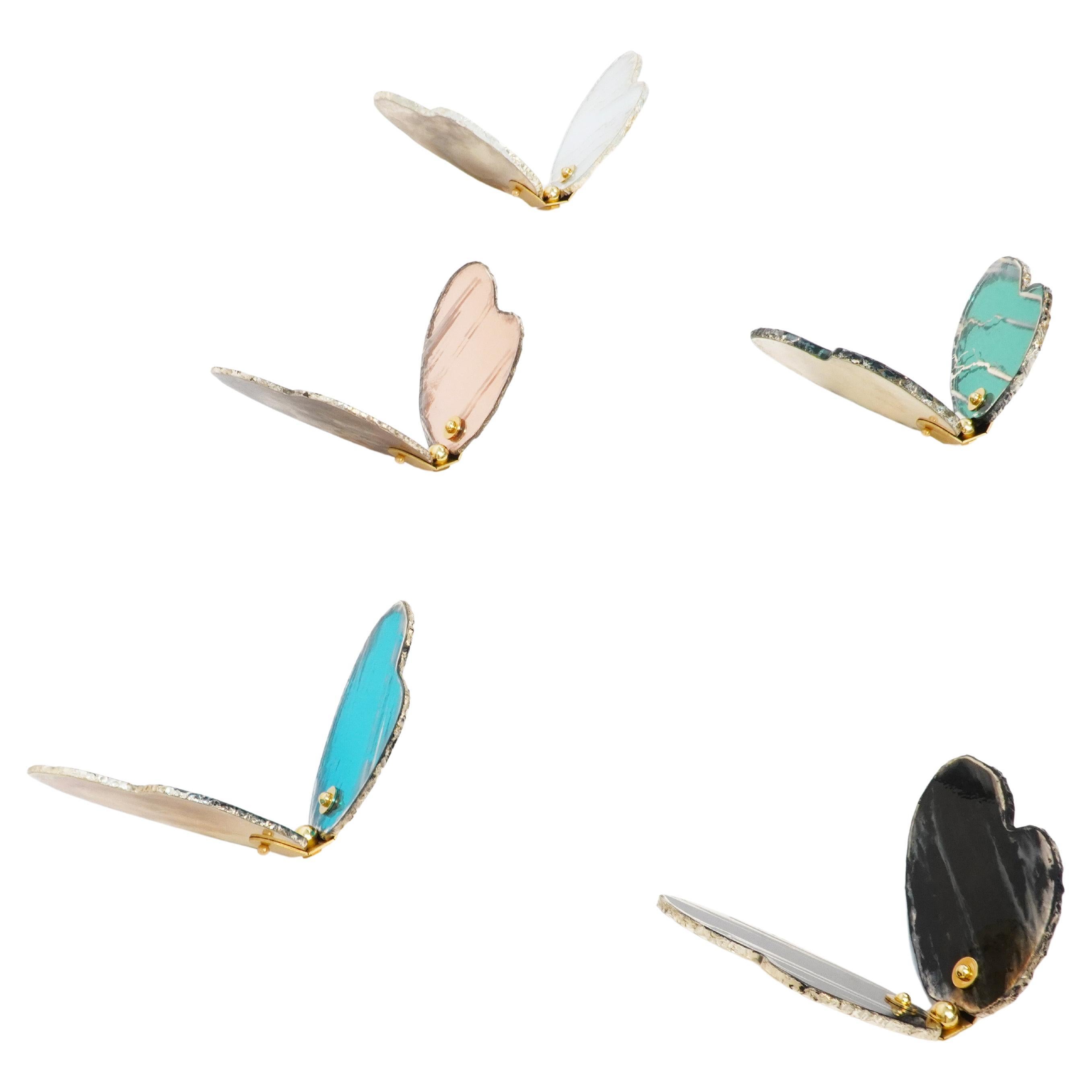 Schmetterling Contemporary Wandskulptur , Kunst Versilbertes Glas Fumè Farbe (Italienisch) im Angebot