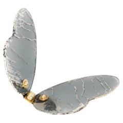  Butterfly Contemporary Wall sculpture , art Silvered Glass Fumè color  