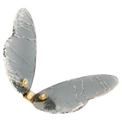 Schmetterling Contemporary Wandskulptur , Kunst Versilbertes Glas Fumè Farbe