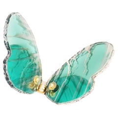  Butterfly Contemporary Wall sculpture , art Silvered Glass jade color  