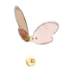 Butterfly Contemporary Wall sculpture , art Silvered Glass rose color