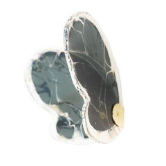 Butterfly Wall Decorative by Sabrina Landini, Grey Silver Glass & Brass, Italy