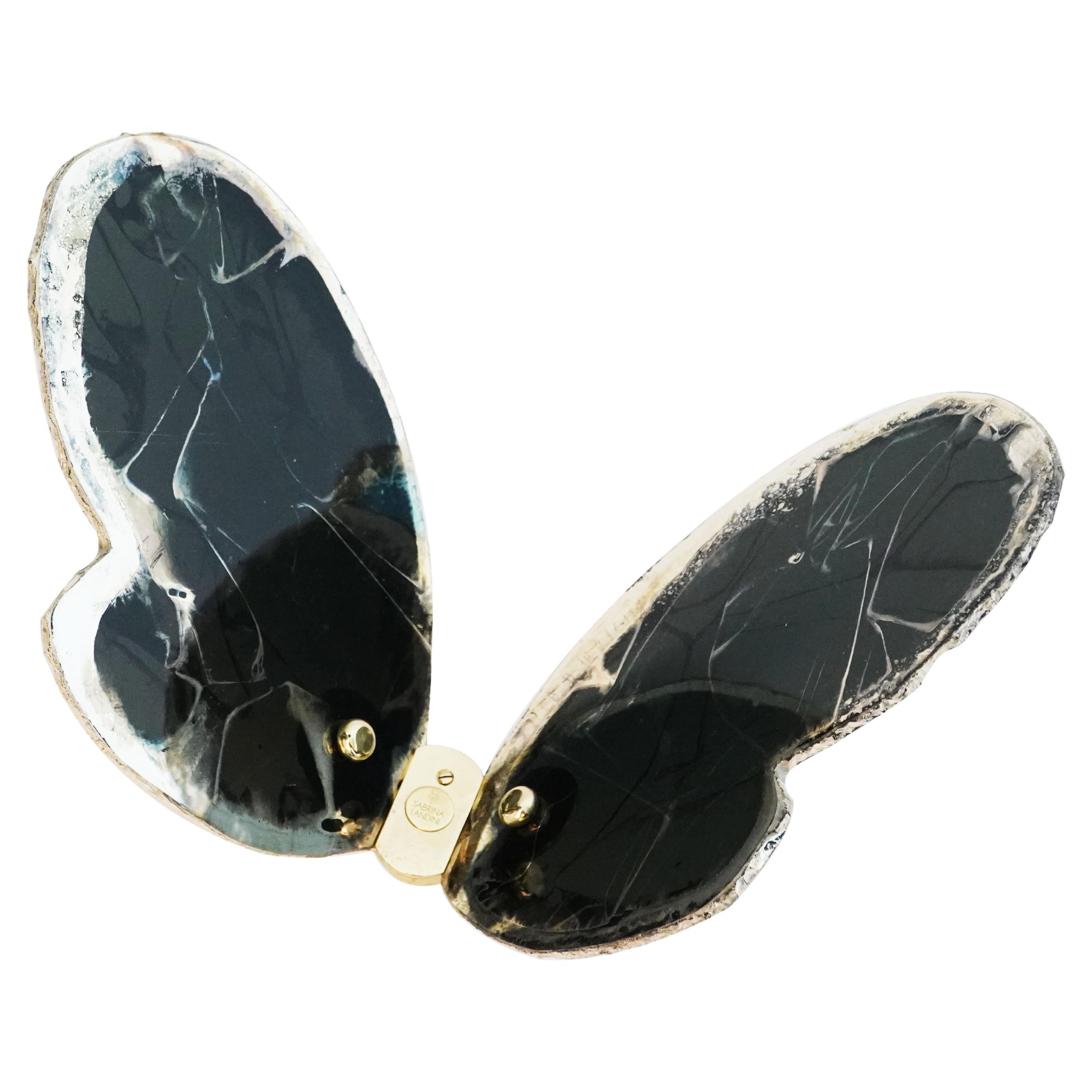 Butterfly Contemporary Wall Sculpture, Art Silvered Glass, Smoky grey