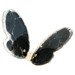 Butterfly Contemporary Wall Sculpture, Art Silvered Glass, Smoky grey  