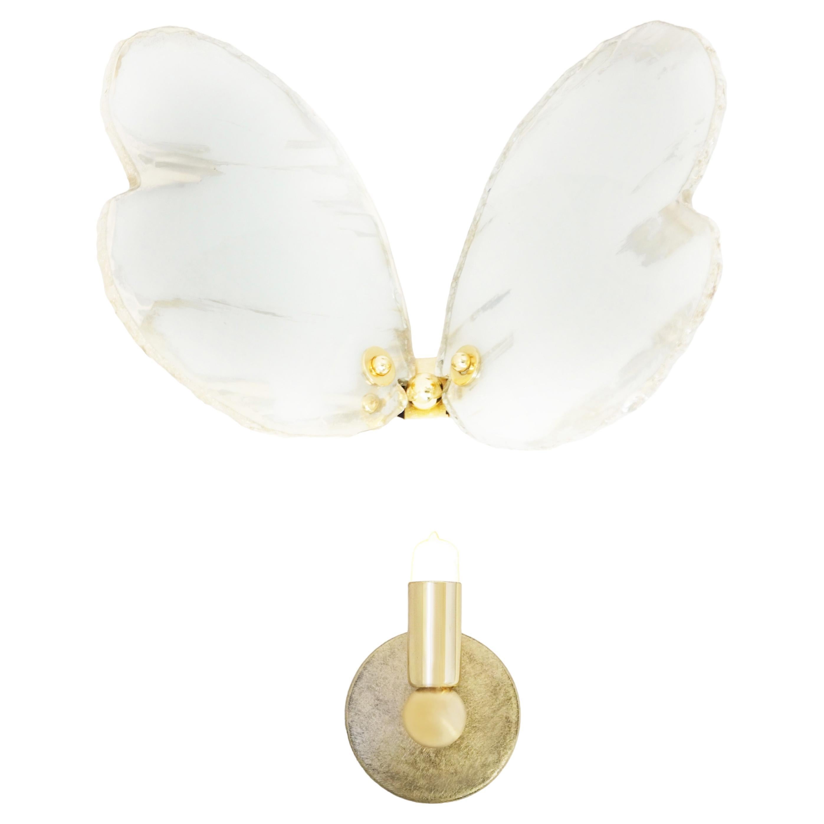  Butterfly Contemporary Wall light sculpture , art Silvered Glass white color   en vente