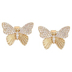 Orecchini decorativi a farfalla in oro giallo 14K (o 18k su richiesta) con diamante